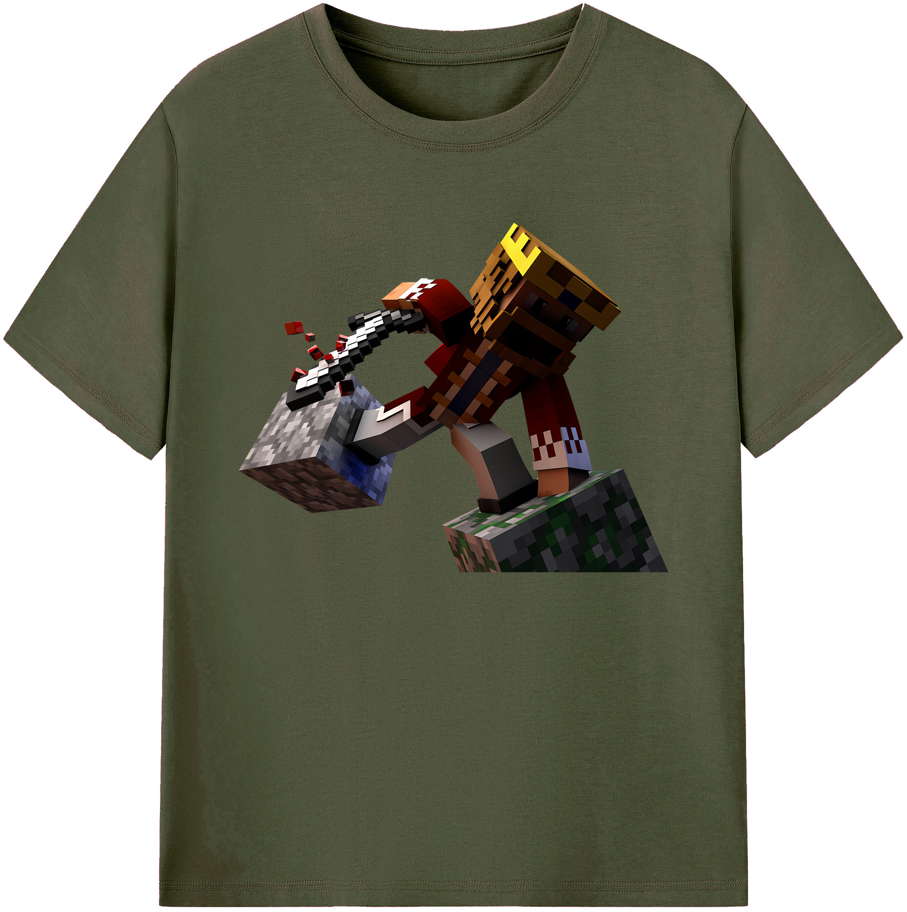 （画像用） マインクラフト ブロックの世界 Minecraft MC Block world 綿100％ メンズ半袖Tシャツ｜肌触りやわらか＆通気性